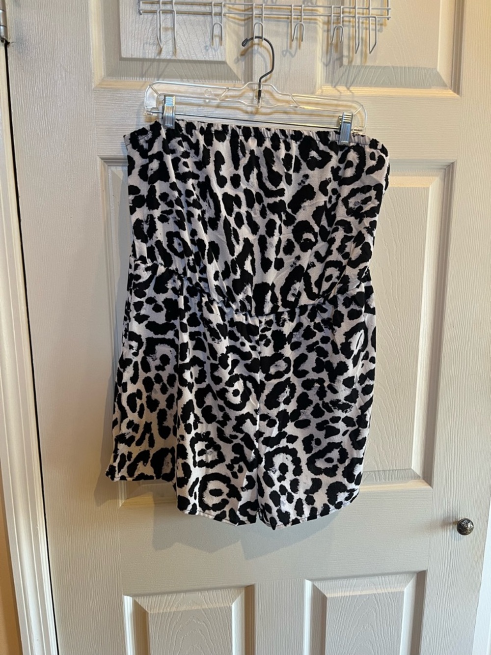 Black and White Leopard Print Romper/ beach cover up